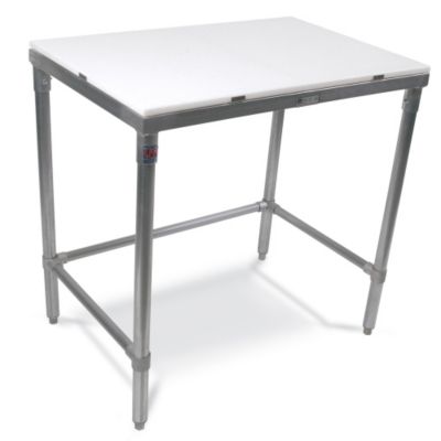 John Boos Poly Vinyl Top Workbenches - 48X24" Top - Stainless Steel Frame & Legs - Without Backsplash