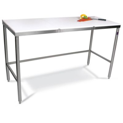 John Boos Poly Vinyl Top Workbenches - 60X24" Top - Stainless Steel Frame & Legs - Without Backsplash