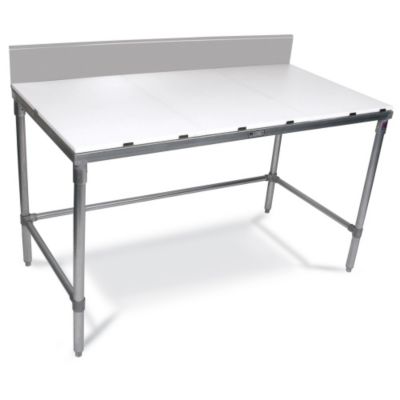 John Boos Poly Vinyl Top Workbenches - 72X24" Top - Galvanized Frame & Legs - With 6"H Backsplash