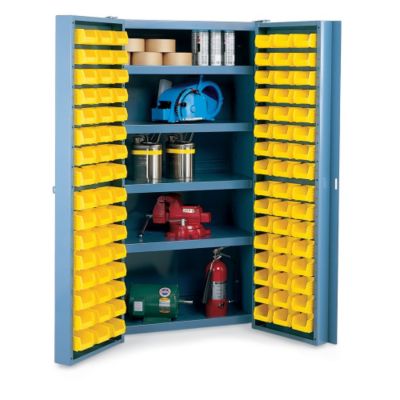 Edsal Securit-Cab Deep-Door Security Bin Cabinet - 38X24x72" - Includes 96 Bins - Blue