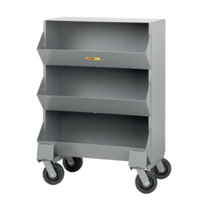 Little Giant Mobile Storage Bin - 32X20x45-1/2" - (3) 32X15x12-1/2" Bins - Gray