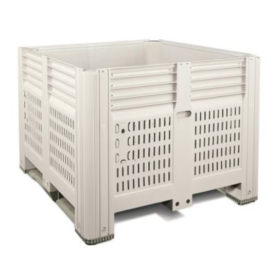 Macro Plastics Macrobin Large-Capacity Rectangular Bins - Ventilated Walls - 48.3"Wx44.8"Lx29.9"H - Ivory