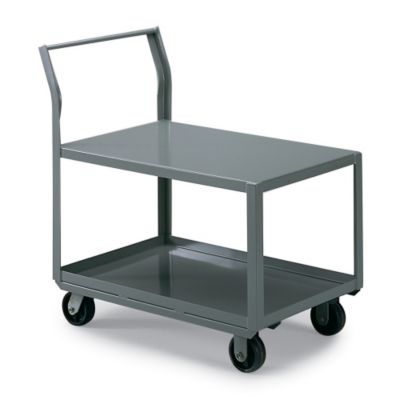 Akro-Mils All-Welded Low-Deck Trucks - With Sloping Handle - 25"H Top Shelf - 30"Wx24"D Shelf - Flush Top/Bottom Shelf With 1-1/2" Lip