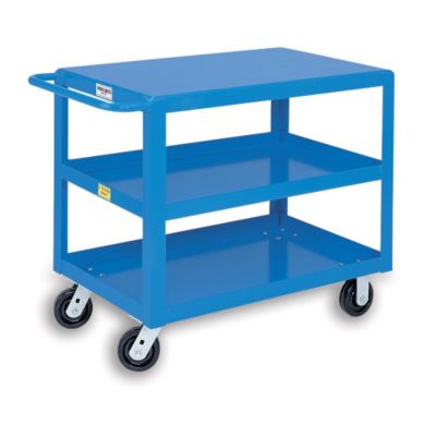 Hercules Premium Flush-Shelf Shop Carts - 36"Wx24"D Shelf - 3 Shelves - Blue