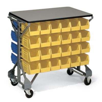 Akro-Mils Shelf-Top Bin Cart - 38-1/2 X24x36-1/2" - (48) 5-1/2 X10-7/8 X5" Bins - Red - Gray