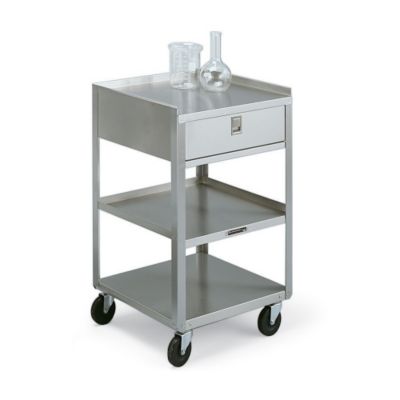 Lakeside Stainless Steel Mobile Tables -18-3/8"Wx15-5/8"D Shelf - 3 Shelves - 22-Gauge - 1 Drawer