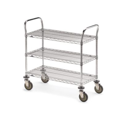 Metro Three-Shelf Wire Carts - 48"Wx18"D Shelf