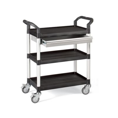 Relius Solutions High-Capacity Utility Carts With Aluminum Uprights - 26"Wx17"D Shelf - 39"H - Thermoplastic Rubber Casters