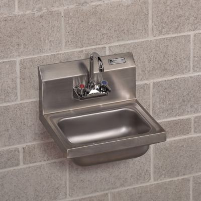 John Boos Wall-Mount Sink - 17X15x12-3/4" - With Dual-Handle Faucet