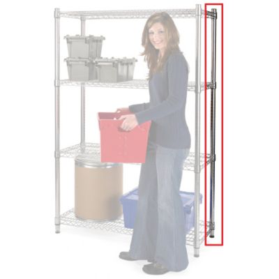 Extra Stationary Post For Relius Elite High-Capacity Wire Shelving - 86"H - Chrome - Chrome - Lot of 2