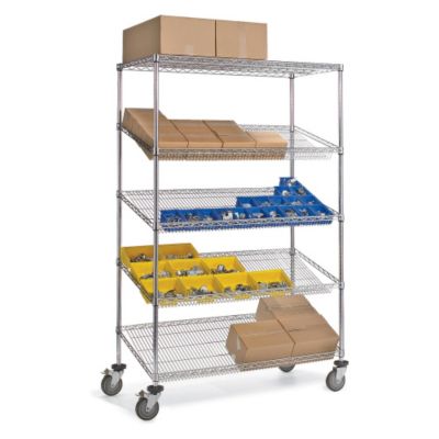 Relius Solutions Wire Shelf Truck With Slanted Shelves - 36"Wx24"D Shelf