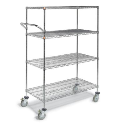Relius Solutions Wire Shelf Trucks With Chrome Finish - 36"Wx24"D Shelf - 78"H