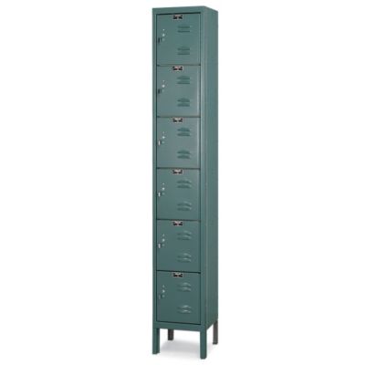 Hallowell Premium 6-Tier Steel Locker - 12X18x12" Opening - 1 Locker Wide - Set-Up - Green Mist