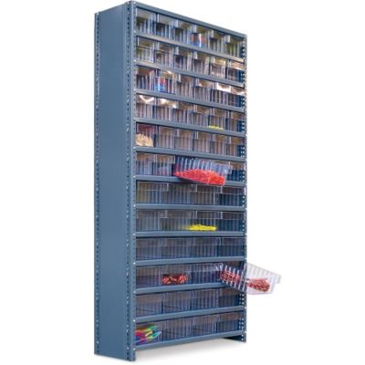 Steel Shelving With Clear Akrodrawers - 36X18x75" - (72) 17-5/8 X5-5/8 X4-5/8" Bins