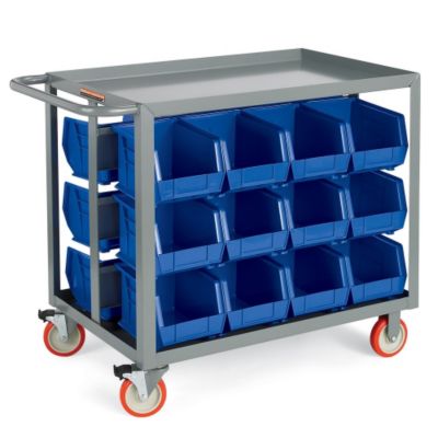 Relius Solutions Welded Bin Cart - 41X18x35" - (64) 4-1/8 X7-3/8 X3" Bins - Red