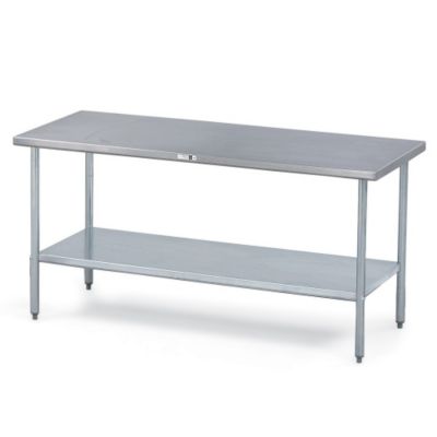 Economical Type 430 Stainless Steel Worktable - 96X30" Top - Stainless Steel Legs And Lower Shelf - With 1-1/2"H Backsplash  (UFBLS9630)