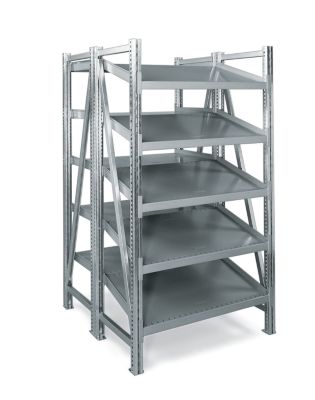 Schaefer Single-Depth Gravity Flow Shelving - 36X48x79" - Double-Depth Flat And Slanted Shelves