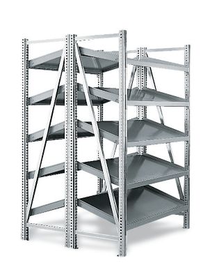 Schaefer Single-Depth Gravity Flow Shelving - 36X48x79" - Double-Depth 2-Way Slanted Shelves