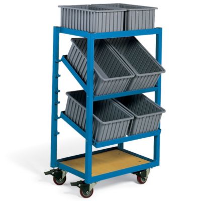 Relius Solutions Ergonomic Bin Rack - 26X18-1/2 X46-1/2" - Red Bins - Blue