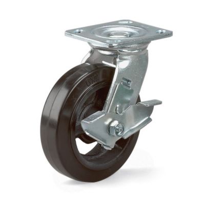 Cam-Style Foot Brake For Economical Casters - 8" Dia. Wheel
