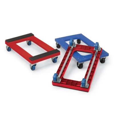 Akro-Mils Polyethylene Dollies - Padded Deck - Blue Rubber Casters - Red