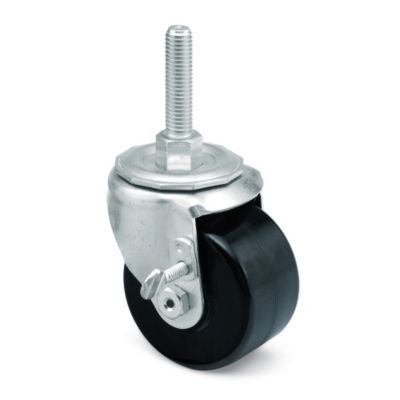 E.R. Wagner Low-Profile Threaded Stem Casters -Swivel W/Thumb Screw Brake - 3"Dia.X1-3/4" Single Phenolic Wheel - -1/2"Dia.X2-1/2"H Stem