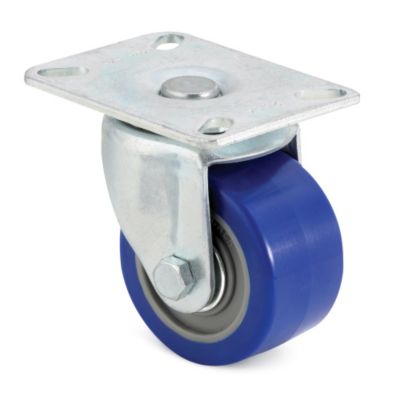 E.R. Wagner Low-Profile Plate Casters - Swivel - 3"Dia.X1-3/4"W Polyurethane Wheel