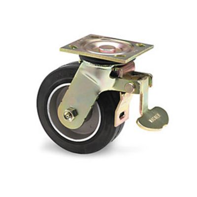 E.R. Wagner Casters - Swivel W/Total Lock Brake - 5"Dia.X2"W Mold-On Rubber Tread Permanently Bonded To An Aluminum Core