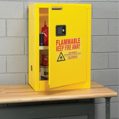 Relius Solutions Compact Safety Cabinet - 23X18x36-3/8" - 12-Gallon Capacity - Self-Closing Door - Yellow  (1012S-50-KK)