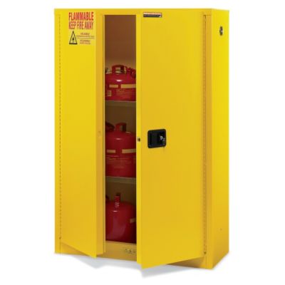 Relius Solutions Double-Wall Safety Cabinet - 43X34x65" - 90-Gallon Capacity - Manual-Closing Doors - Yellow  (1090M-50)