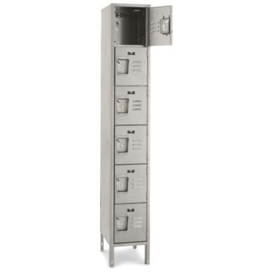 Relius Solutions Stainless Steel Locker - 6-Tier Locker - 12X18x72" Opening - 3 Locker Wide - Set-Up - Gray  (USS3288-6A)