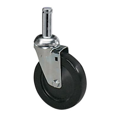 Metro Round-Post Casters - 5" Rubber Swivel With Brake And Bumper