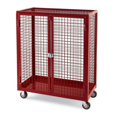 Relius Elite Wire Security Trucks - 48"Wx24"Dx63-1/2"H - 5" Polyurethane Casters - Red