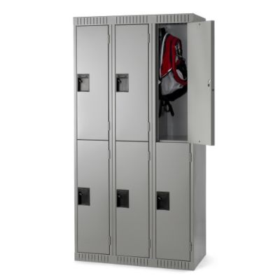 2-Tier Assembled Locker - 12X18x36" Opening - 3 Lockers Wide - Gray