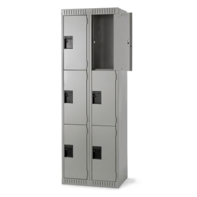 3-Tier Assembled Locker - 12X18x24" Opening - 3 Lockers Wide - Gray