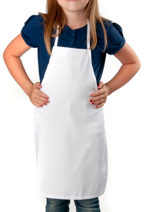White Childrens Bib Apron, Small