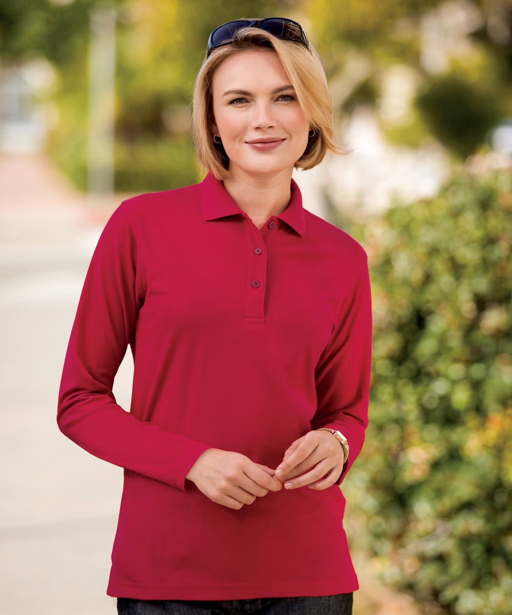 Womens Silk Touch Sport Shirt, Long Sleeve