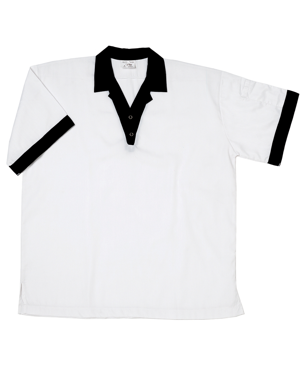White Cook Shirt with Black Trim, Clearance