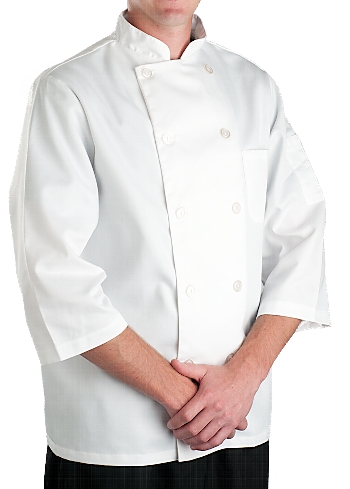 White Classic 3 4 Sleeve Chef Coat