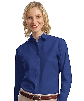 Womens Long Sleeve Lightweight Poplin Shirt