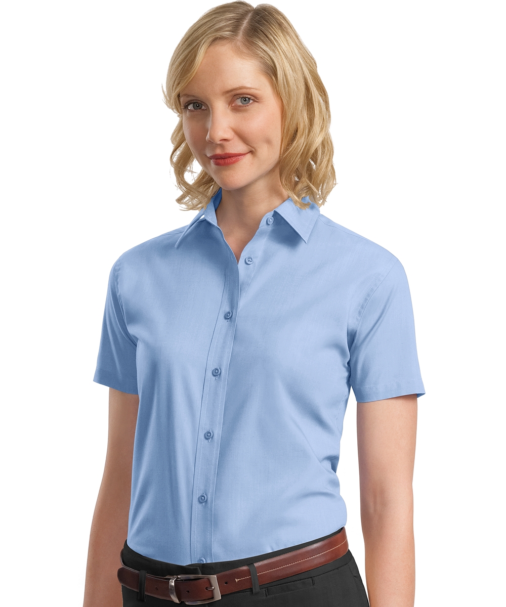 Womens Short Sleeve Lightweight Poplin Shirt