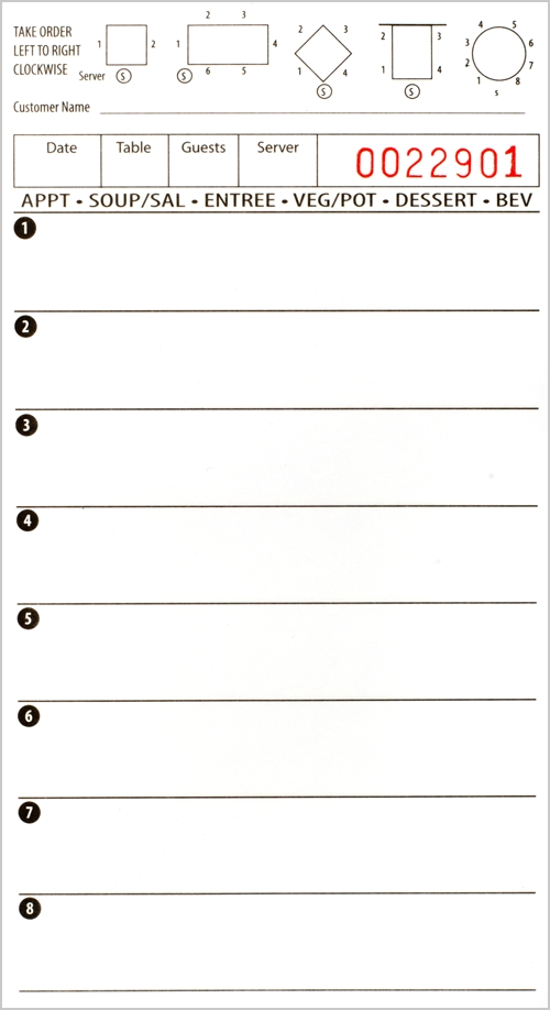 3½ x 6¾, Soft Sheet, 1 Part Guest Checks