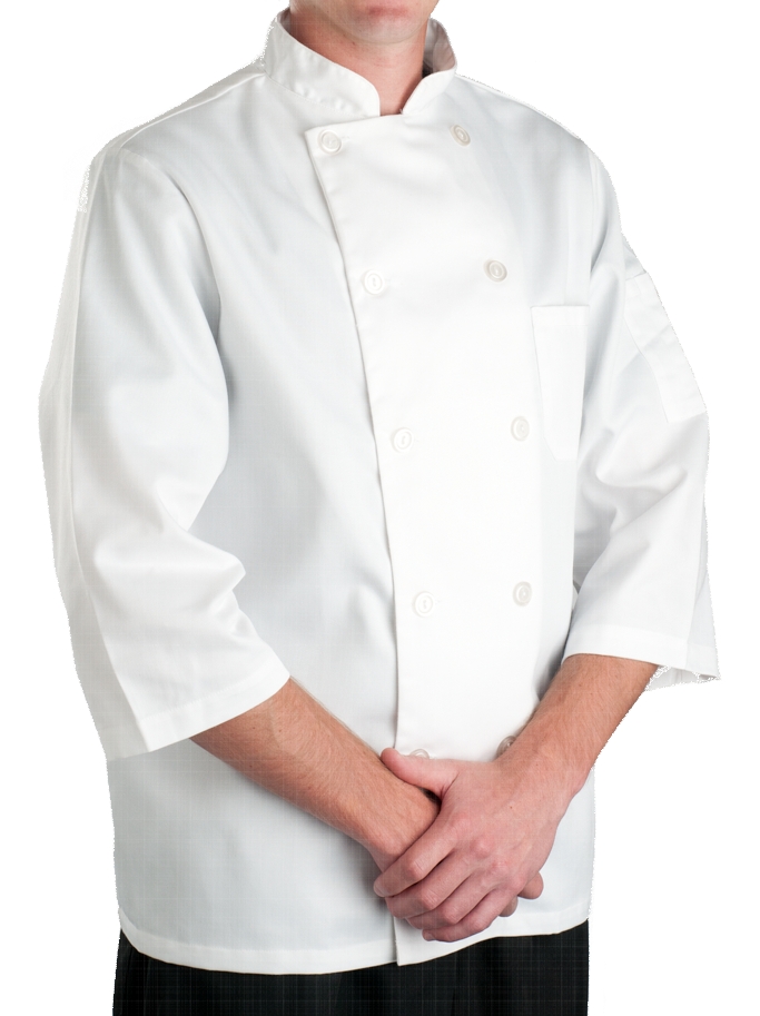 White Classic 3 4 Sleeve Chef Coat