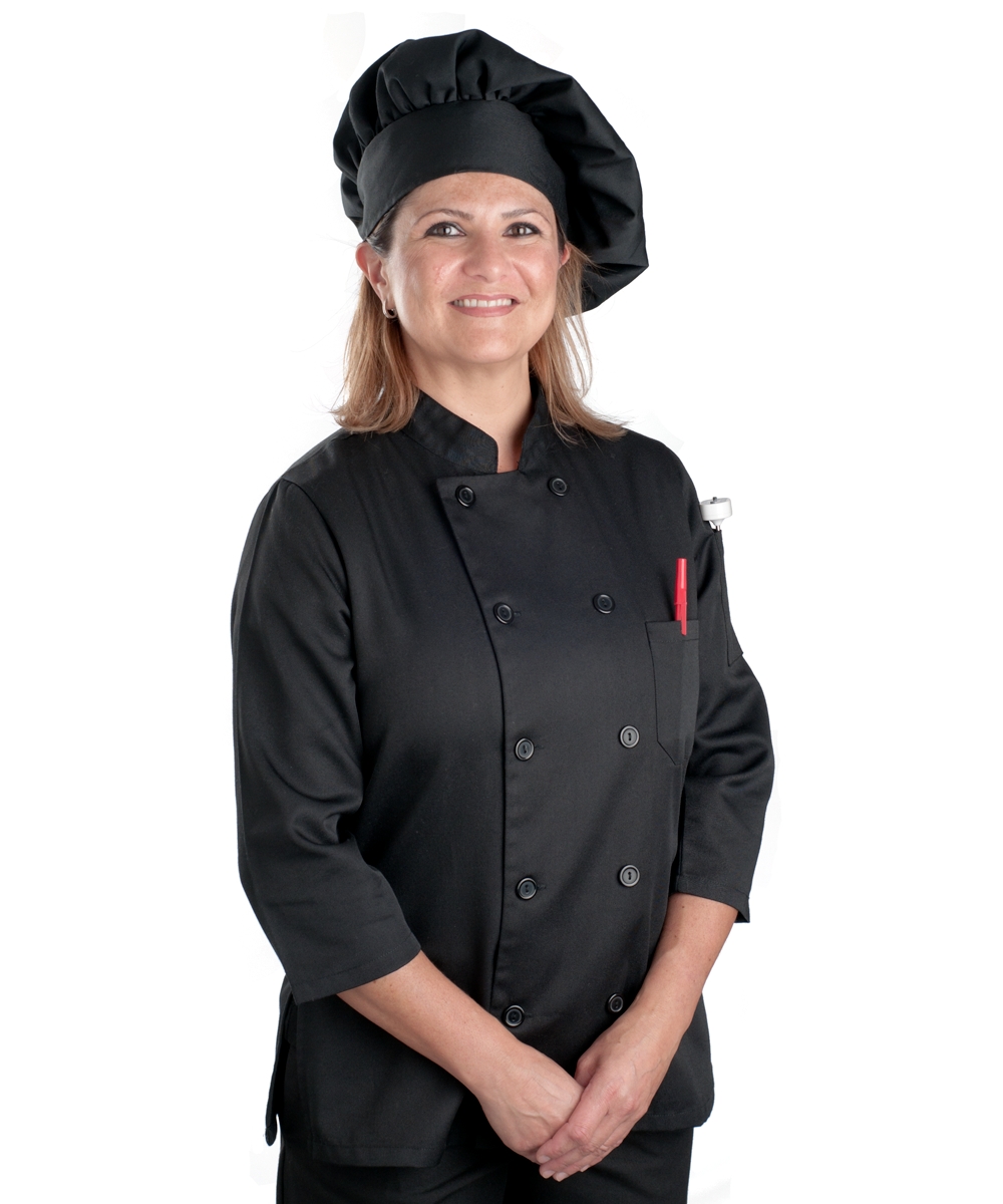 Womens Black Classic 3 4 Sleeve Chef Coat