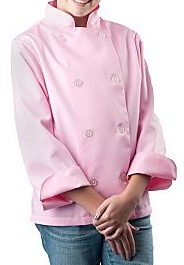 Girls Pink Classic Long Sleeve Chef Coat