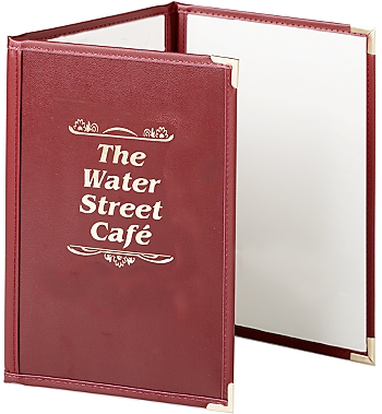 Triple Pocket Imitation Leather Menu, 8.5x11, Glossy (Letter Size)
