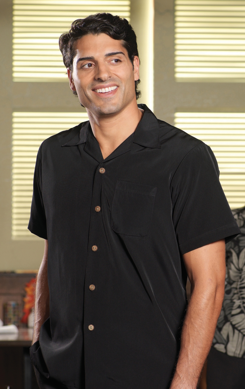 Mens Solid South Sea Camp Shirt