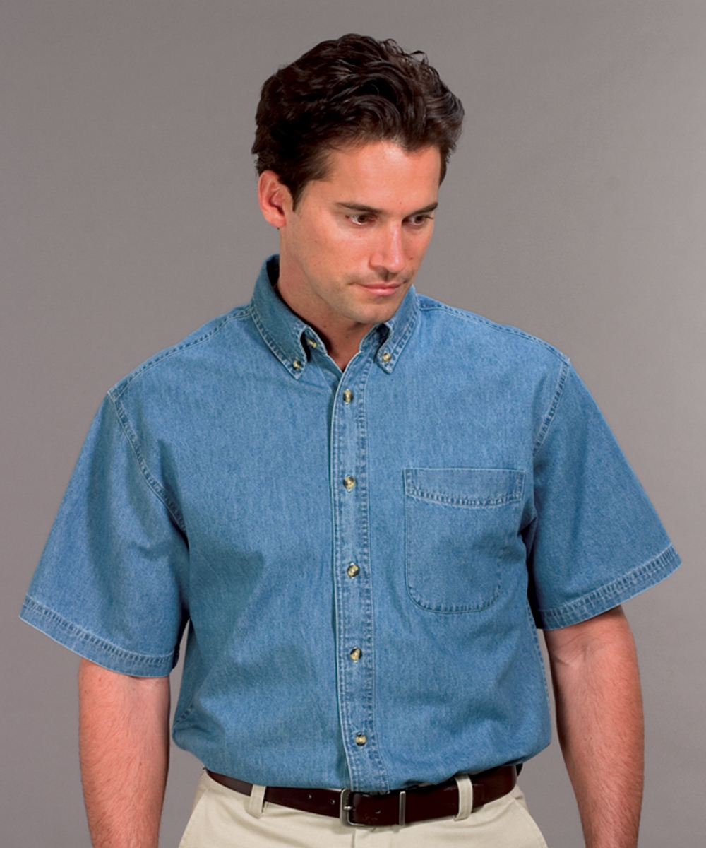 Mens Denim Shirt, Short Sleeve, Clearance