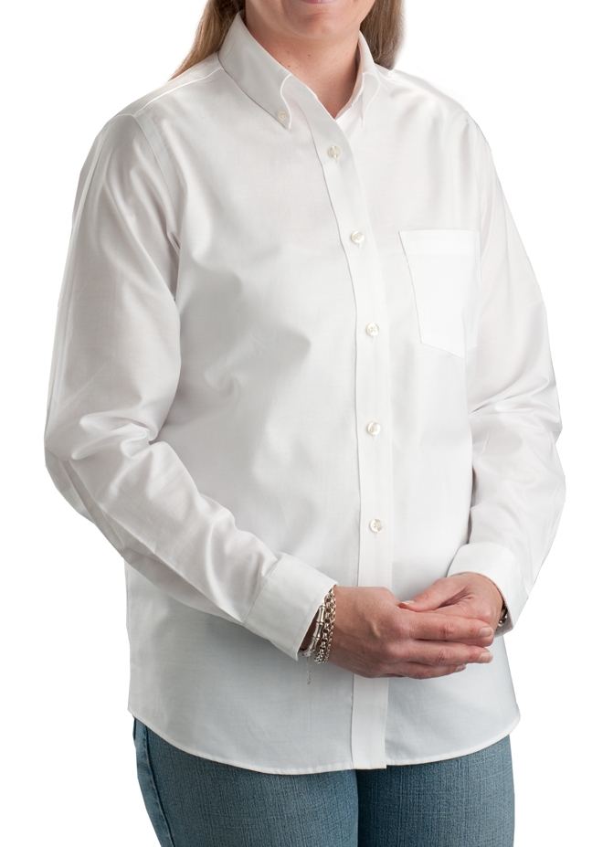 Womens Longer Tail Long Sleeve Oxford Shirt