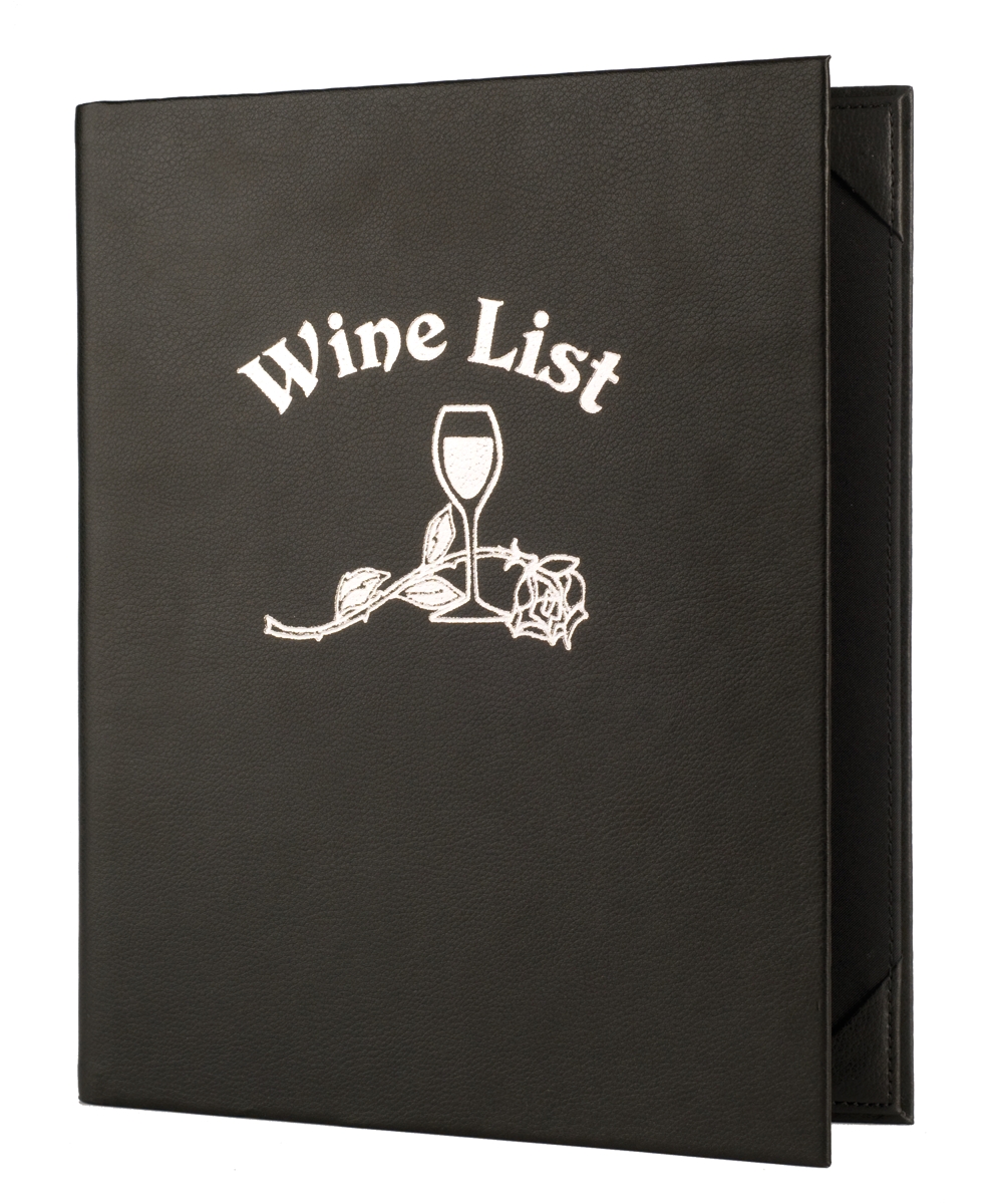 Double Pocket Bonded Leather Wine List, 8.5x11